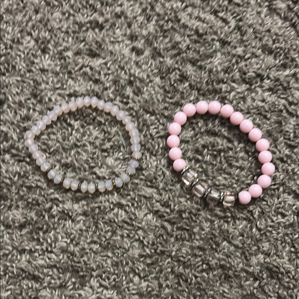 Pink and light pink Beaded Bracelets Set